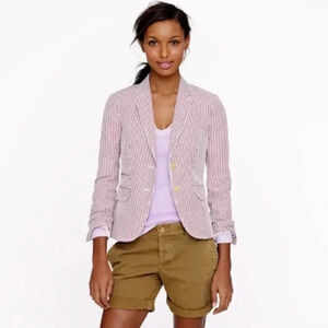 J. Crew Striped Blazer in Red and White